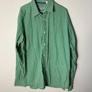EUC Jeremy Argyle NYC Mens Long Sleeve Button Up Green White Plaid XL
